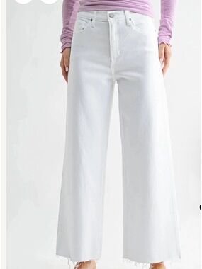 Just Black Denim High-Waist Wide Leg White Jeans for Women🚌